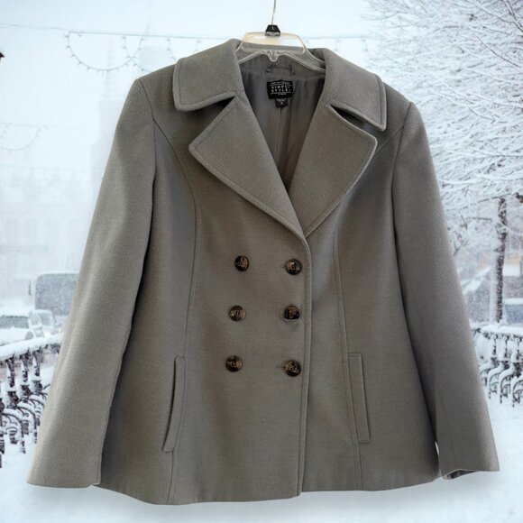 Womens Shaved Felt Soft Warm Fully Lined Tapered Fit Light Grey Peacoat - Picture 1 of 8